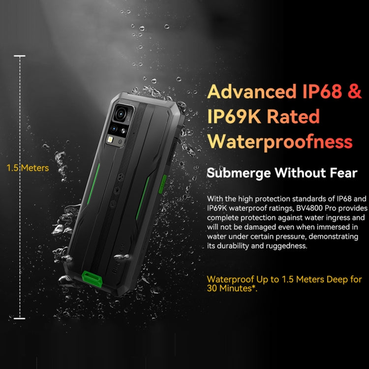 Blackview BV4800 Pro，4GB+128GB，IP68/IP69K三防機 6.56英寸安卓14 紫光展銳T606八核,  OTG, 4G網絡
