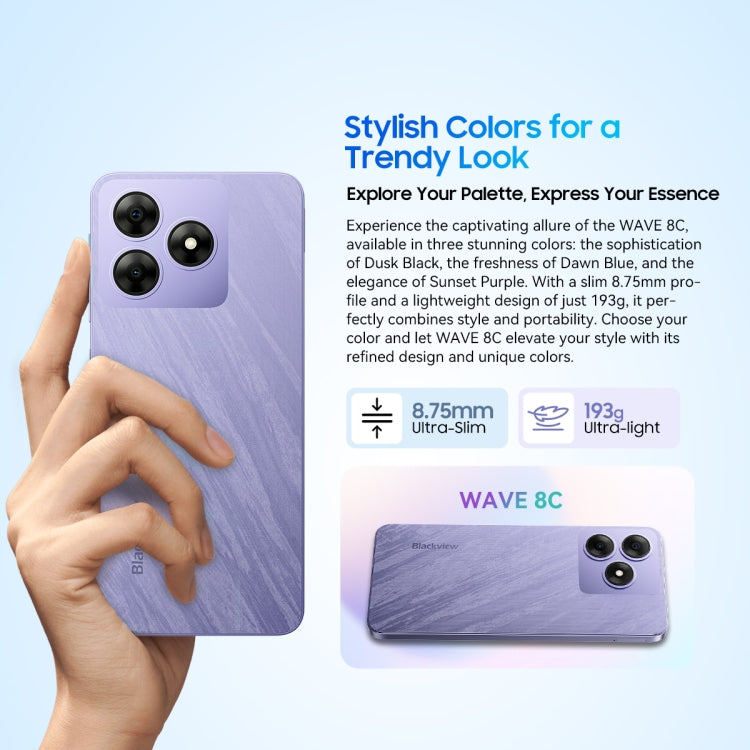 Blackview WAVE 8C，2GB+64GB，6.56英寸安卓14 GO Unisoc SC9863A八核,  OTG, 4G網絡  , WAVE 8C 2GB+64GB