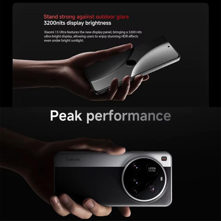 小米Xiaomi  15 Ultra國際版，16GB+512GB，3D 超聲波指紋, 6.73英寸Xiaomi HyperOS 2 驍龍8至尊版移動平台八核, NFC, 5G網絡