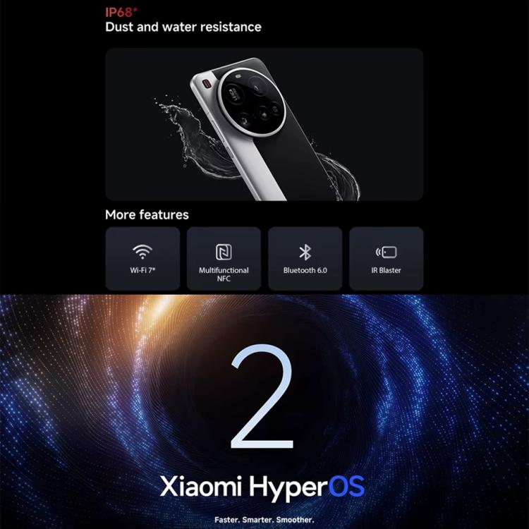 小米Xiaomi  15 Ultra國際版，16GB+512GB，3D 超聲波指紋, 6.73英寸Xiaomi HyperOS 2 驍龍8至尊版移動平台八核, NFC, 5G網絡