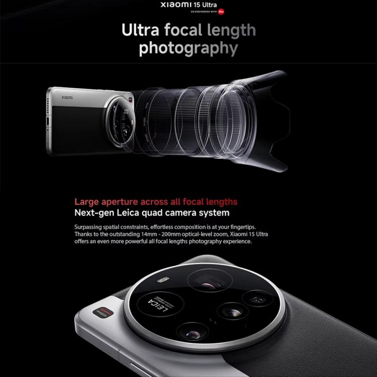小米Xiaomi  15 Ultra國際版，16GB+512GB，3D 超聲波指紋, 6.73英寸Xiaomi HyperOS 2 驍龍8至尊版移動平台八核, NFC, 5G網絡