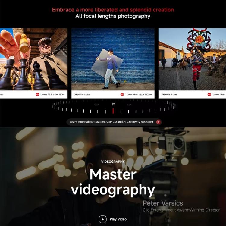 小米Xiaomi  15 Ultra國際版，16GB+512GB，3D 超聲波指紋, 6.73英寸Xiaomi HyperOS 2 驍龍8至尊版移動平台八核, NFC, 5G網絡