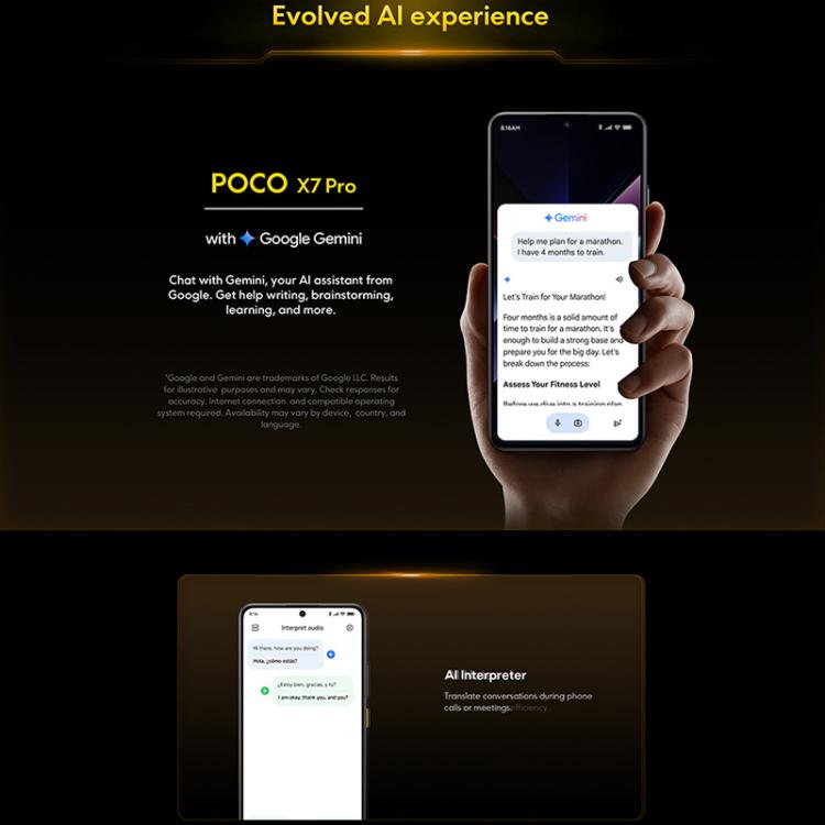 Xiaomi POCO X7 Pro 5G 國際版，12GB+256GB，屏幕指紋，6.67英寸Xiaomi HyperOS 2 天璣8400-Ultra八核，NFC，網絡：5G