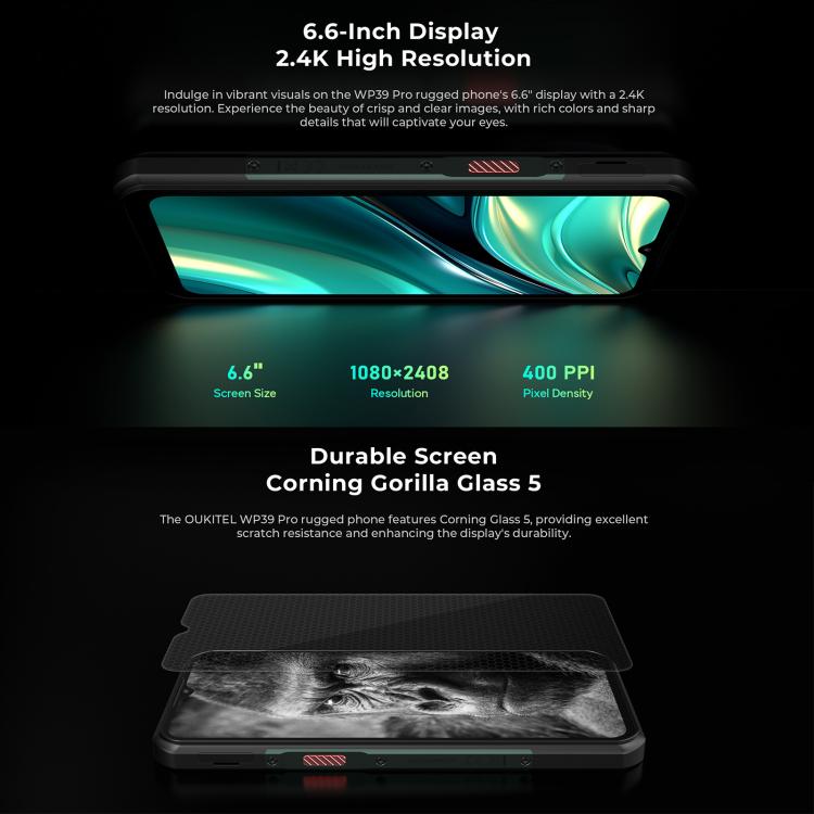 Oukitel WP39 Pro 5G，12GB+512GB，夜視，IP68/IP69K三防機, 6.6英寸聯發科天璣6300八核，NFC, OTG, 網絡：5G  , WP39 Pro 5G