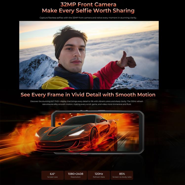 Oukitel WP55 Pro 5G，16GB+512GB，IP68/IP69K三防機, 一億像素 6.6英寸安卓15聯發科天璣7025八核，NFC, OTG, 網絡：5G