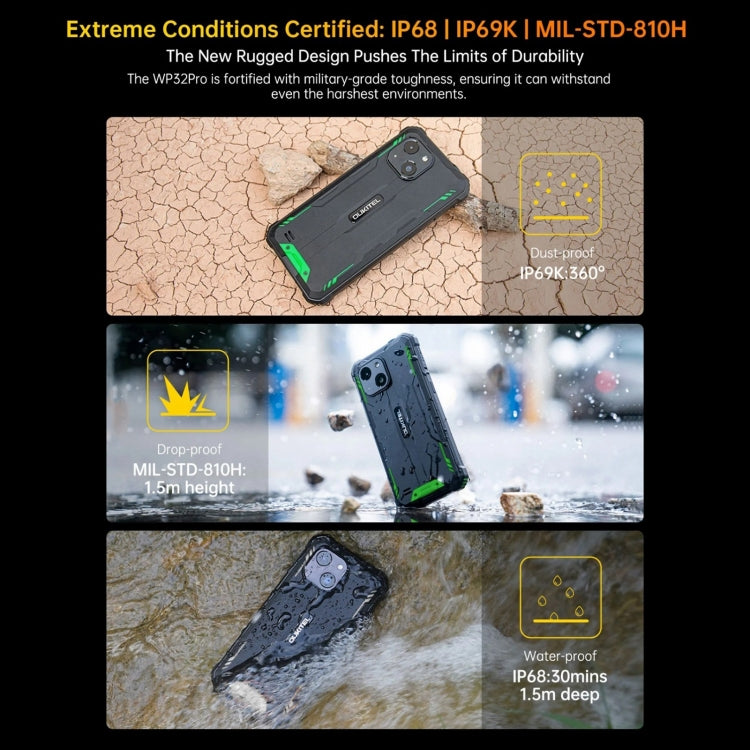 Oukitel WP32 Pro，6GB+256GB，IP68/IP69K三防機, 6英寸安卓14  T606八核，OTG, 網絡：4G