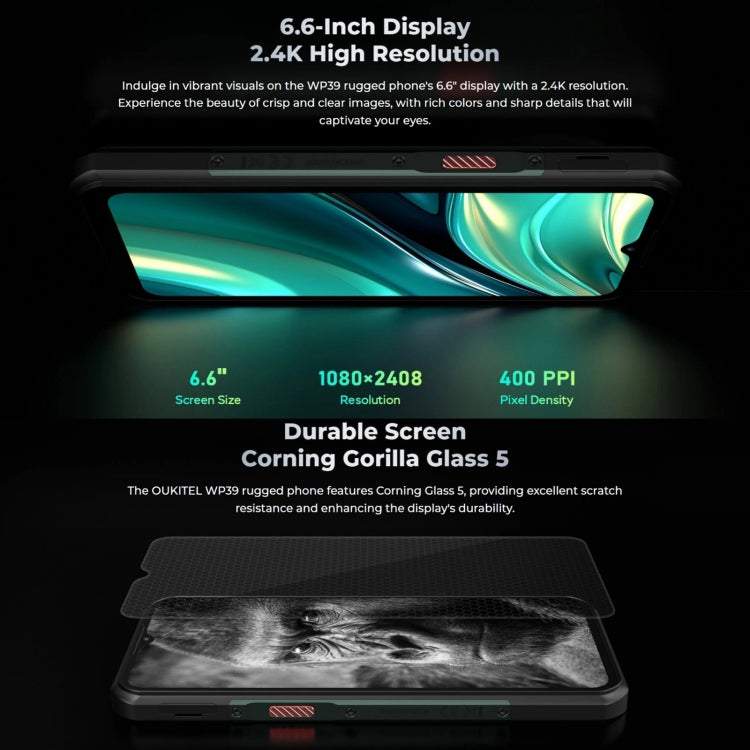 Oukitel WP39 Pro 5G，6GB+256GB，IP68/IP69K三防機, 6.6英寸聯發科天璣6100+八核，NFC, OTG, 網絡：5G