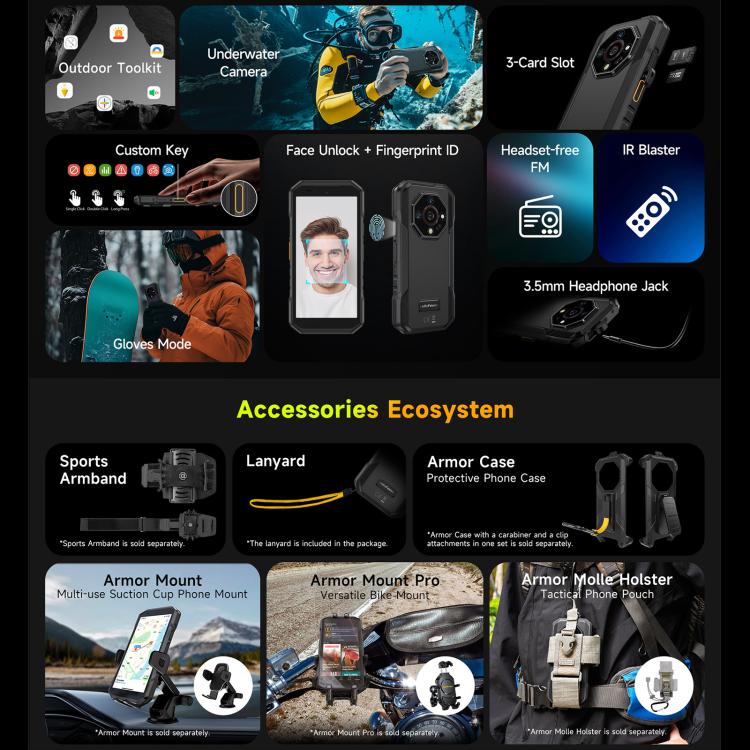Ulefone Armor X32，8GB+256GB，夜視，IP68/IP69K三防機  5.65英寸安卓14 MediaTek Helio G91八核, 網絡：4G, NFC, OTG