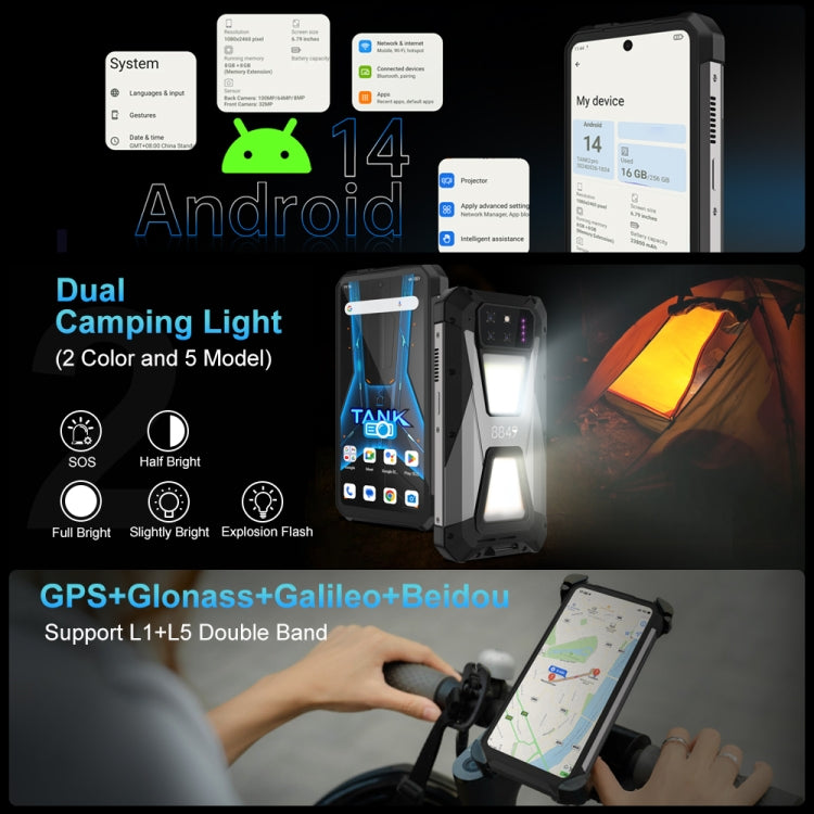 Unihertz 8849 Tank 3S 夜視投影儀三防機，16GB+512GB，6.79 英寸Android 14天璣 8200 八核，網絡：5G