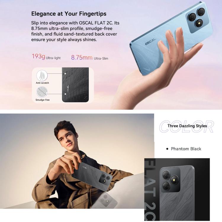 Blackview Oscal FLAT 2C，2GB+64GB，6.56英寸安卓14  SC9863A T603八核,  4G網絡