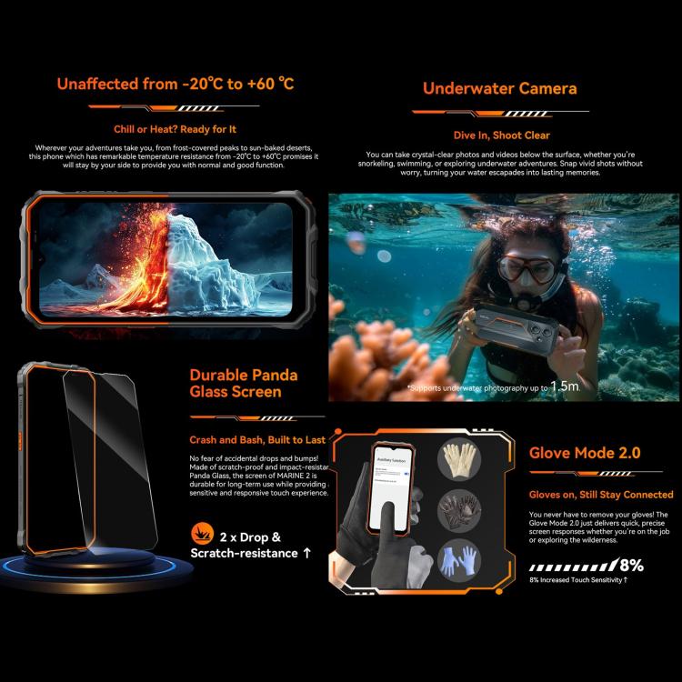 Blackview Oscal Marine 2，4GB+64GB，6.56英寸安卓15 Unisoc UMS9230E T615八核, 網絡：4G, OTG, NFC