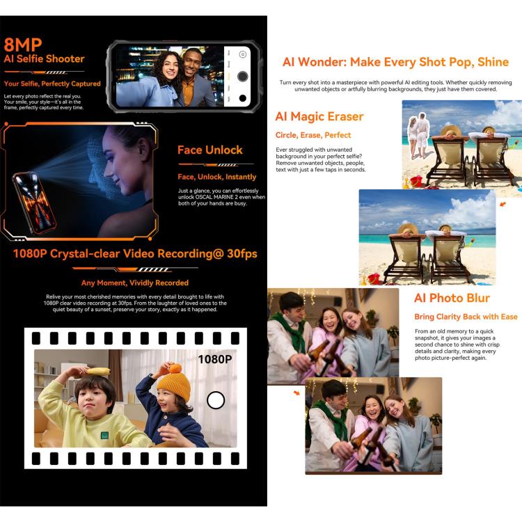 Blackview Oscal Marine 2，8GB+256GB，6.56英寸安卓15 Unisoc UMS9230E T615八核, 網絡：4G, OTG, NFC