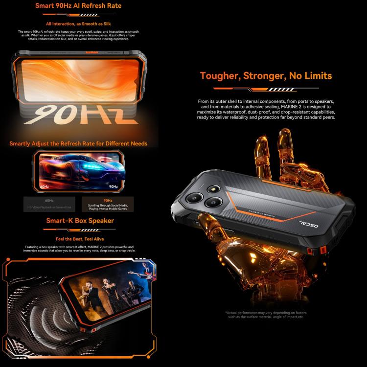 Blackview Oscal Marine 2，8GB+256GB，6.56英寸安卓15 Unisoc UMS9230E T615八核, 網絡：4G, OTG, NFC