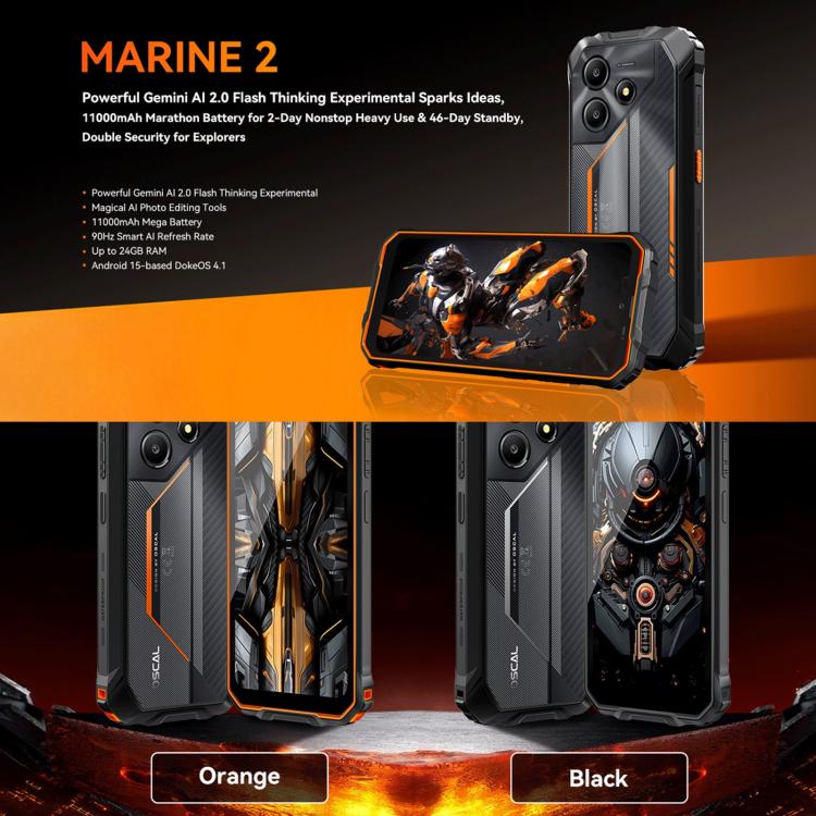 Blackview Oscal Marine 2，8GB+256GB，6.56英寸安卓15 Unisoc UMS9230E T615八核, 網絡：4G, OTG, NFC