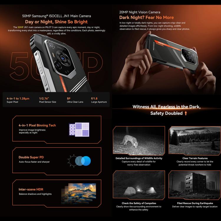 Blackview Oscal Pilot 3 5G三防機，12GB+256GB，6.56英寸安卓15聯發科天璣 6300八核, 網絡：5G, OTG, NFC