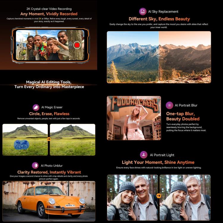 Blackview Oscal Pilot 3 5G三防機，12GB+256GB，6.56英寸安卓15聯發科天璣 6300八核, 網絡：5G, OTG, NFC