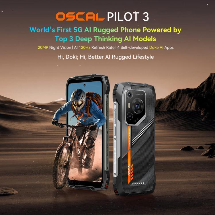 Blackview Oscal Pilot 3 5G三防機，12GB+256GB，6.56英寸安卓15聯發科天璣 6300八核, 網絡：5G, OTG, NFC