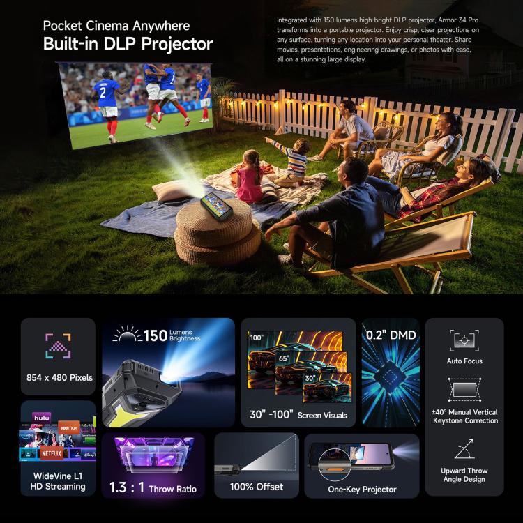 Ulefone Armor 34 Pro，16GB+512GB，夜視，IP68/IP69K三防機  6.95英寸安卓15聯發科天璣7300八核, 網絡：5G, NFC, OTG