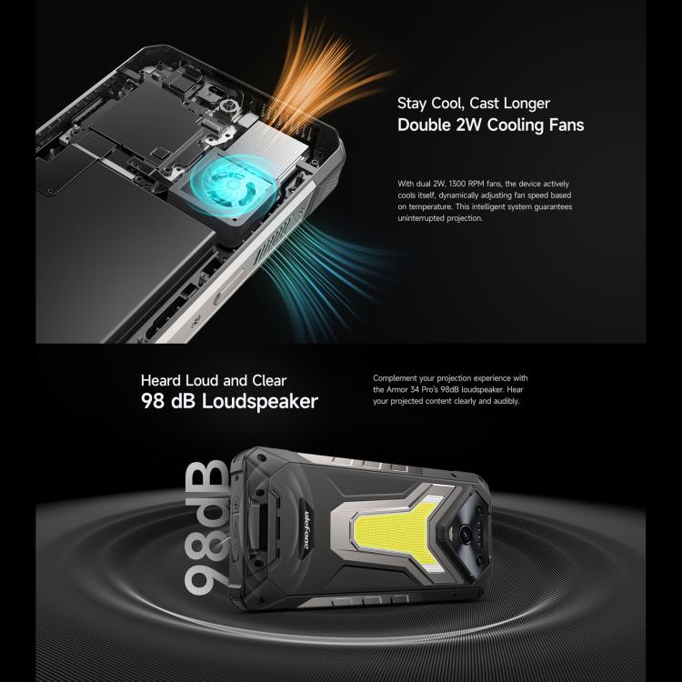 Ulefone Armor 34 Pro，16GB+512GB，夜視，IP68/IP69K三防機  6.95英寸安卓15聯發科天璣7300八核, 網絡：5G, NFC, OTG