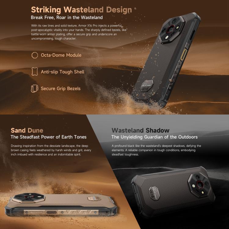 Ulefone Armor X16 Pro，8GB+256GB，夜視，IP68/IP69K三防機  6.56英寸安卓15聯發科天璣6300八核, 網絡：5G, NFC, OTG