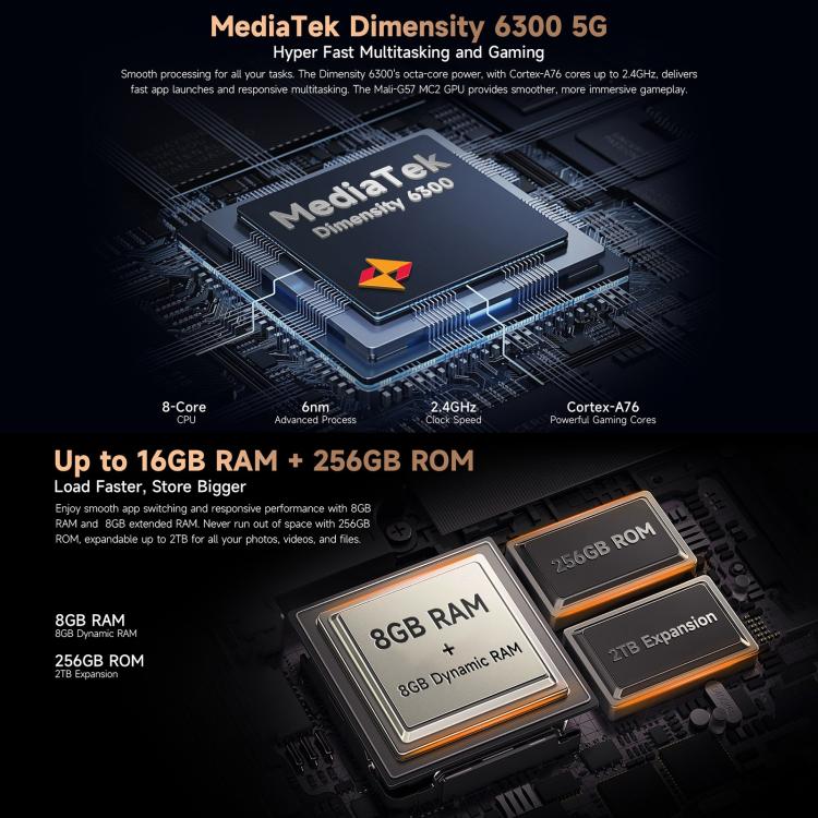 Ulefone Armor X16 Pro，8GB+256GB，夜視，IP68/IP69K三防機  6.56英寸安卓15聯發科天璣6300八核, 網絡：5G, NFC, OTG