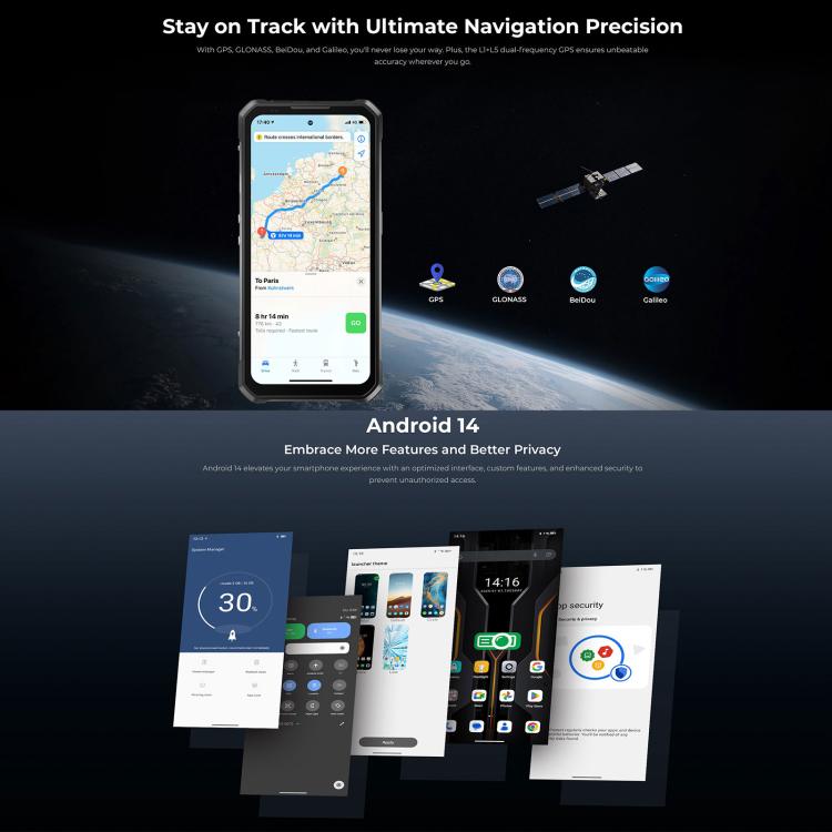 Oukitel WP100 激光測距儀三防機，12GB+512GB，夜視，2億像素，6.8英寸安卓14聯發科天璣7300八核，NFC, OTG, 網絡：5G