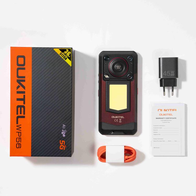Oukitel WP56三防機，12GB+512GB，1億8百萬像素，6.8英寸安卓15聯發科天璣7050八核，NFC, OTG, 網絡：5G