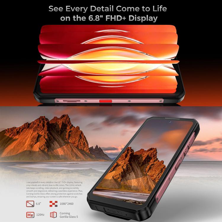 Oukitel WP56三防機，12GB+512GB，1億8百萬像素，6.8英寸安卓15聯發科天璣7050八核，NFC, OTG, 網絡：5G