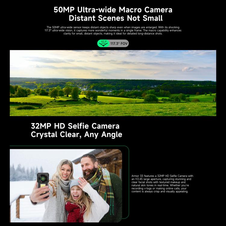 Ulefone Armor 33 IP68/IP69K三防機 12GB+512GB 6.95英寸 安卓15聯發科Helio G100八核，4G網絡 OTG, NFC, LED燈