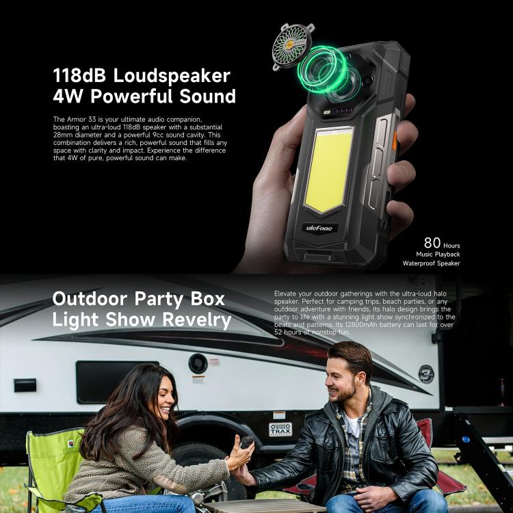 Ulefone Armor 33 IP68/IP69K三防機 12GB+512GB 6.95英寸 安卓15聯發科Helio G100八核，4G網絡 OTG, NFC, LED燈  , Armor 33