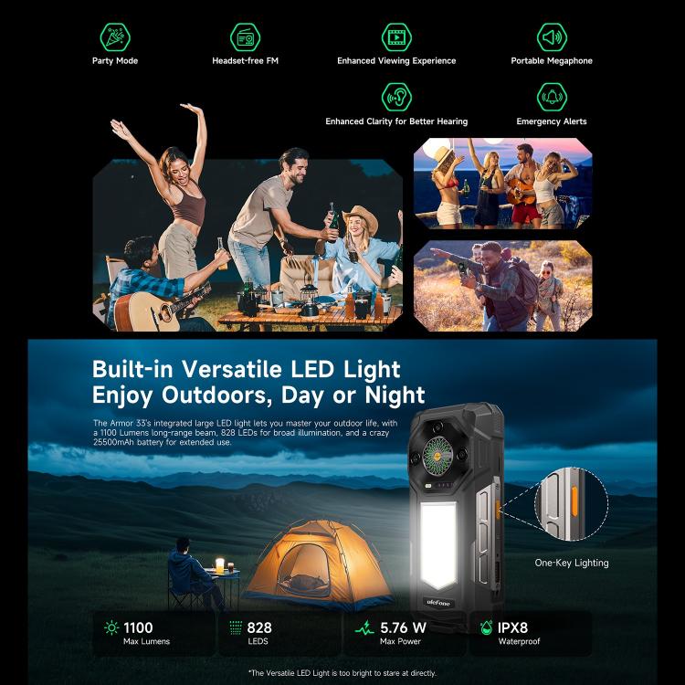 Ulefone Armor 33 IP68/IP69K三防機 12GB+512GB 6.95英寸 安卓15聯發科Helio G100八核，4G網絡 OTG, NFC, LED燈