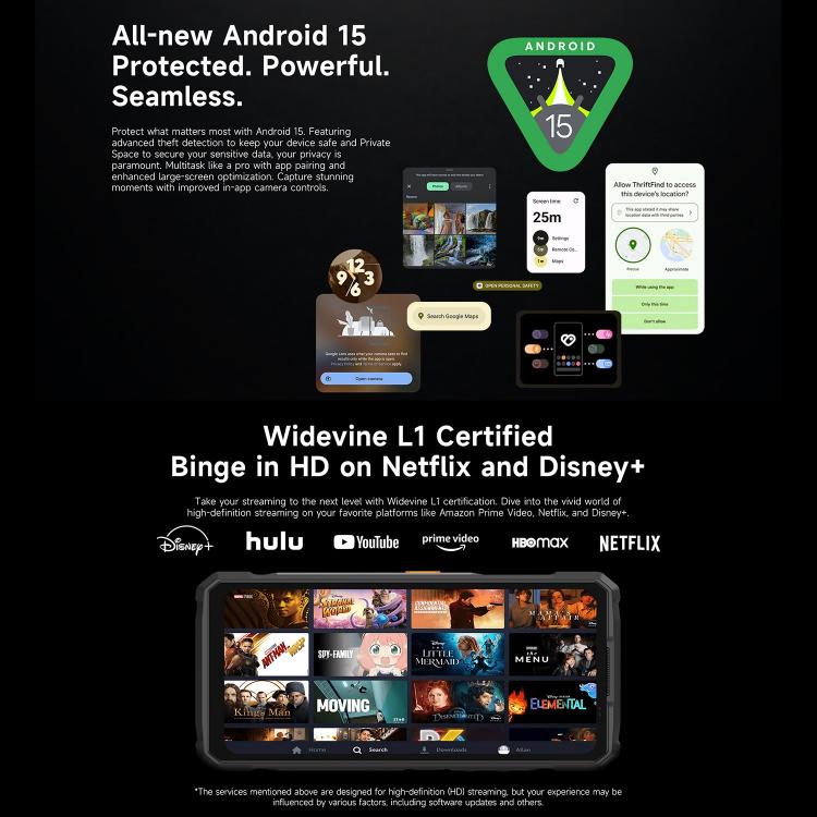 Ulefone Armor 33 IP68/IP69K三防機 12GB+512GB 6.95英寸 安卓15聯發科Helio G100八核，4G網絡 OTG, NFC, LED燈  , Armor 33