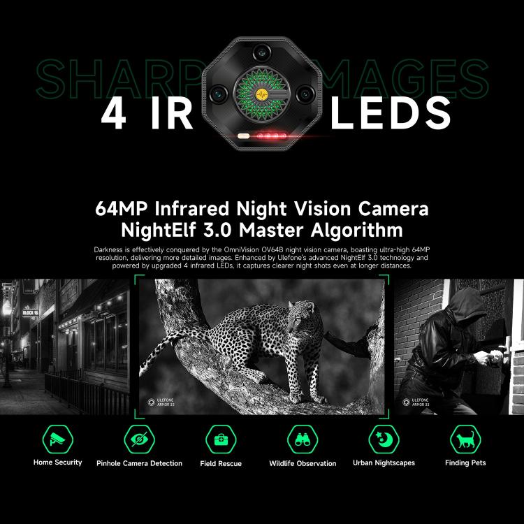 Ulefone Armor 33 IP68/IP69K三防機 12GB+512GB 6.95英寸 安卓15聯發科Helio G100八核，4G網絡 OTG, NFC, LED燈  , Armor 33