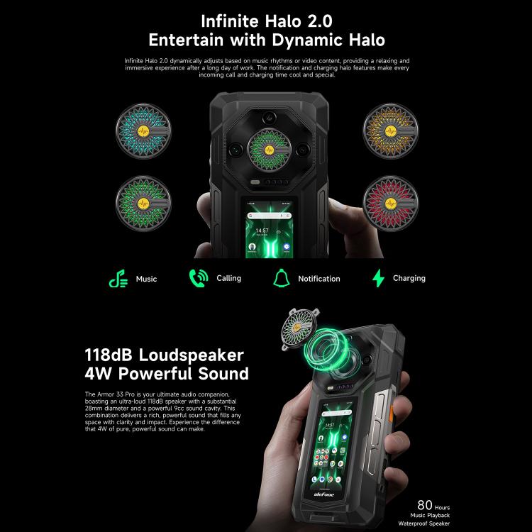 Ulefone Armor 33 Pro IP68/IP69K三防機 16GB+512GB，夜視 6.95英寸+3.4英寸雙屏,  安卓14聯發科天璣7300X八核5G網絡 OTG, NFC
