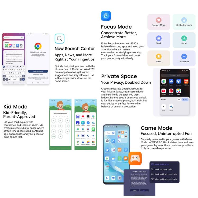 Blackview WAVE 9C，4GB+128GB，6.56英寸安卓15 紫光展銳T603 SC9863A 八核,  OTG, 4G網絡