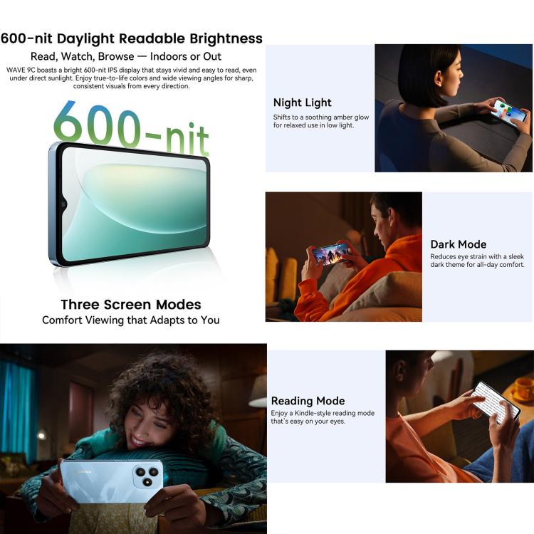 Blackview WAVE 9C，4GB+128GB，6.56英寸安卓15 紫光展銳T603 SC9863A 八核,  OTG, 4G網絡