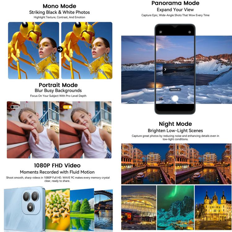 Blackview WAVE 9C，4GB+128GB，6.56英寸安卓15 紫光展銳T603 SC9863A 八核,  OTG, 4G網絡