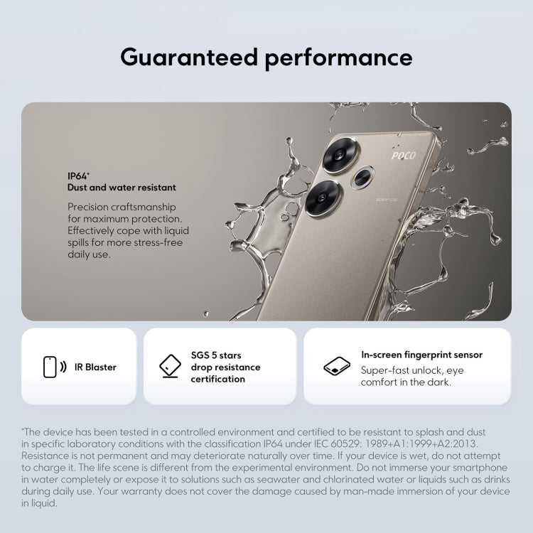 Xiaomi POCO F6 國際版，12GB+512GB，屏幕指紋，6.67英寸Xiaomi HyperOS驍龍8s Gen 3八核3.0GHz，NFC，網絡：5G  , 12GB+512GB