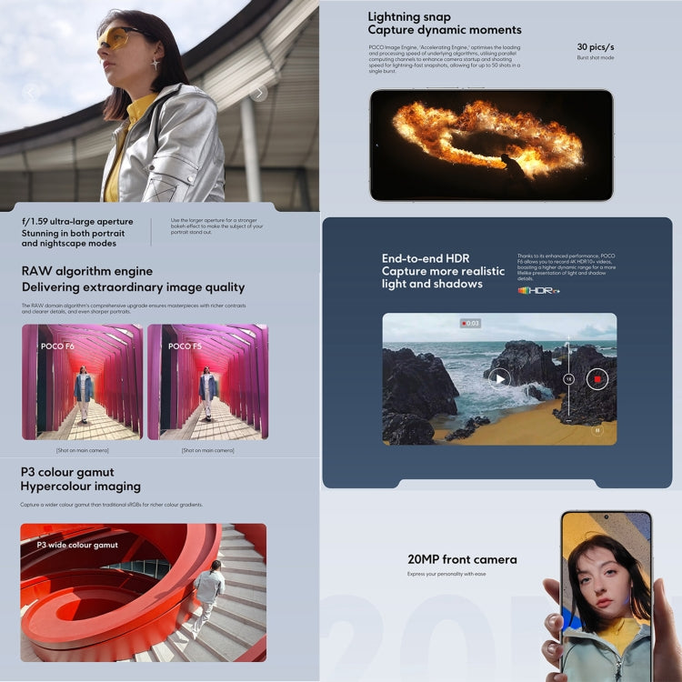 Xiaomi POCO F6 國際版，12GB+512GB，屏幕指紋，6.67英寸Xiaomi HyperOS驍龍8s Gen 3八核3.0GHz，NFC，網絡：5G  , 12GB+512GB