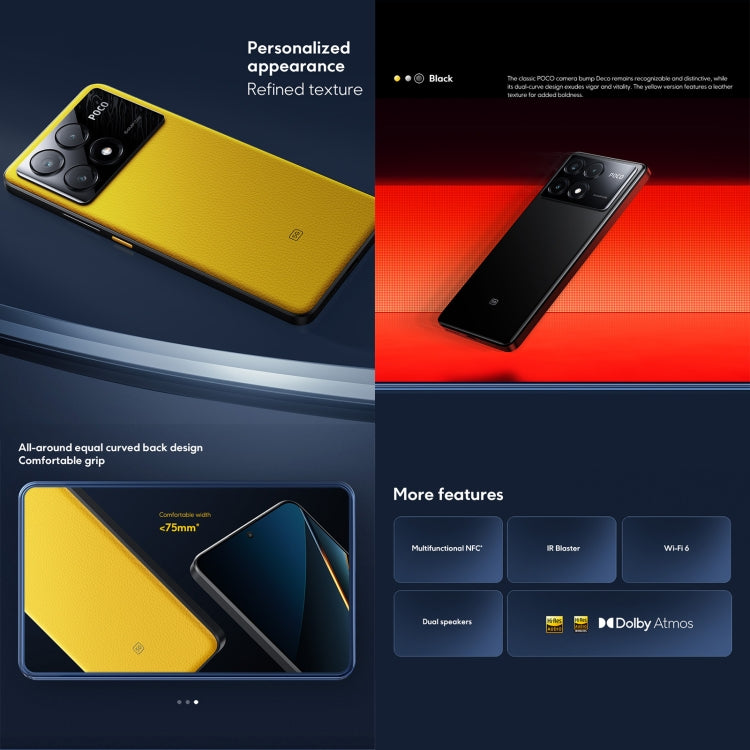 Xiaomi POCO X6 Pro國際版，12GB+512GB，屏幕指紋，6.67英寸Xiaomi HyperOS,天璣8300-Ultra八核3.35GHz，NFC，網絡：5G