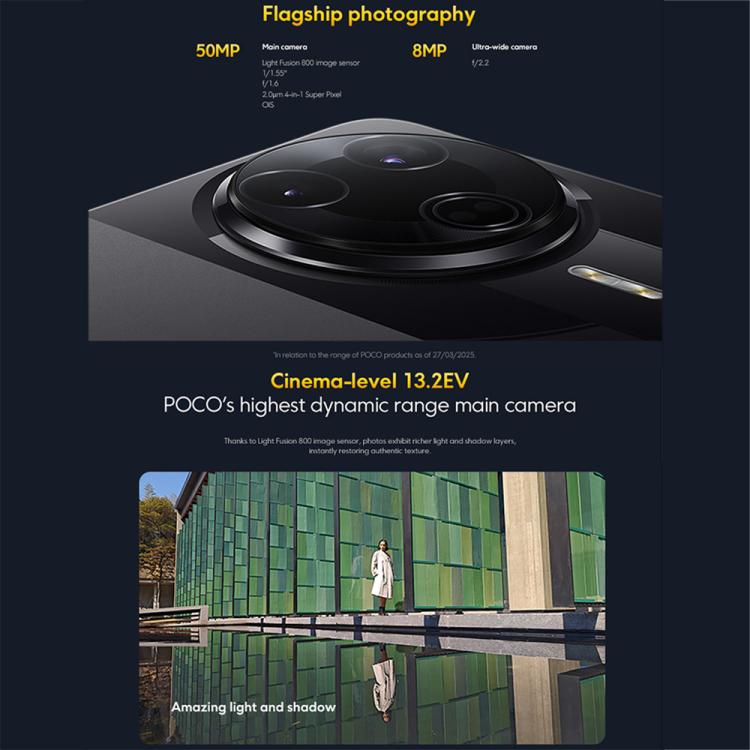 Xiaomi POCO F7 Global國際版，12GB+512GB，屏幕指紋，6.67英寸Xiaomi HyperOS 2 第3代驍龍 8八核，NFC，網絡：5G