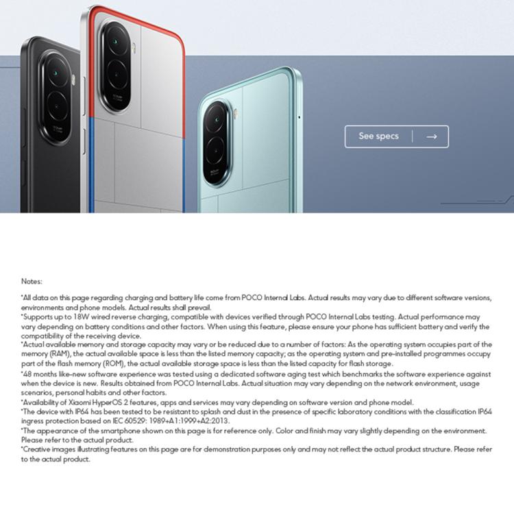 Xiaomi POCO M7國際版，6GB+128GB，側鍵指紋，6.9英寸Xiaomi HyperOS 2驍龍 685 4G八核，NFC，網絡：4G