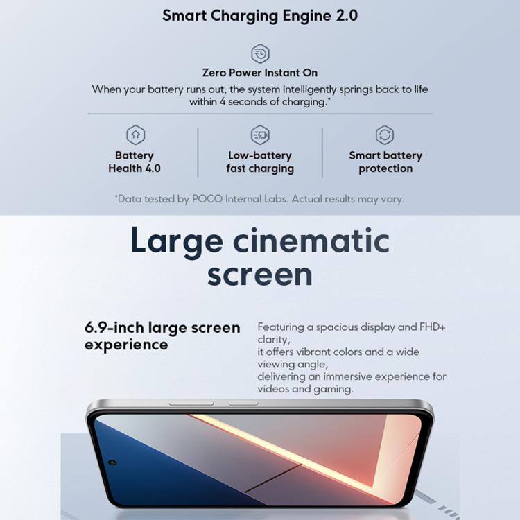 Xiaomi POCO M7國際版，8GB+256GB，側鍵指紋，6.9英寸Xiaomi HyperOS 2驍龍 685 4G八核，NFC，網絡：4G