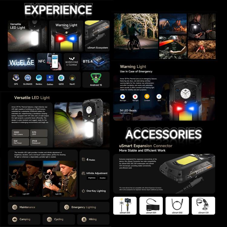Ulefone Armor 29 Pro 熱成像三防機  16GB+512GB,  夜視，6.67英寸 + 1.04 英寸安卓15天璣7400八核, 網絡：5G, NFC