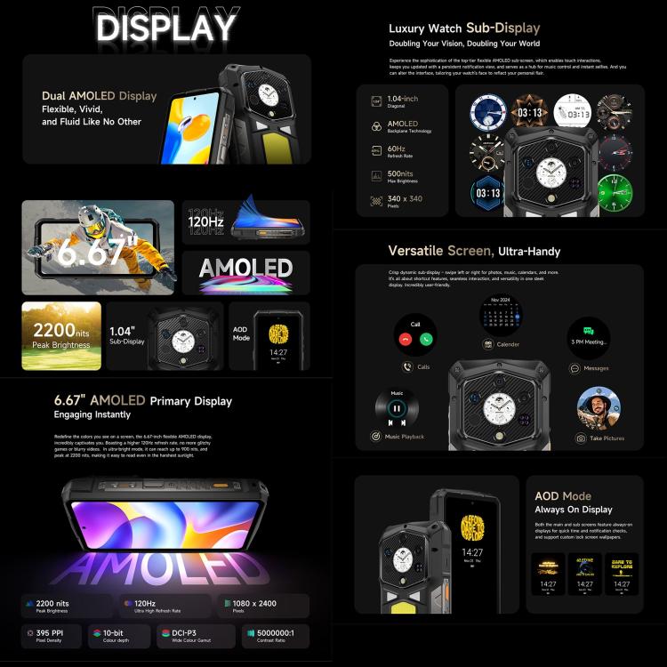 Ulefone Armor 29 Pro 三防機  16GB+512GB,  夜視，6.67英寸 + 1.04 英寸安卓15天璣7400八核, 網絡：5G, NFC  , Armor 29 Pro