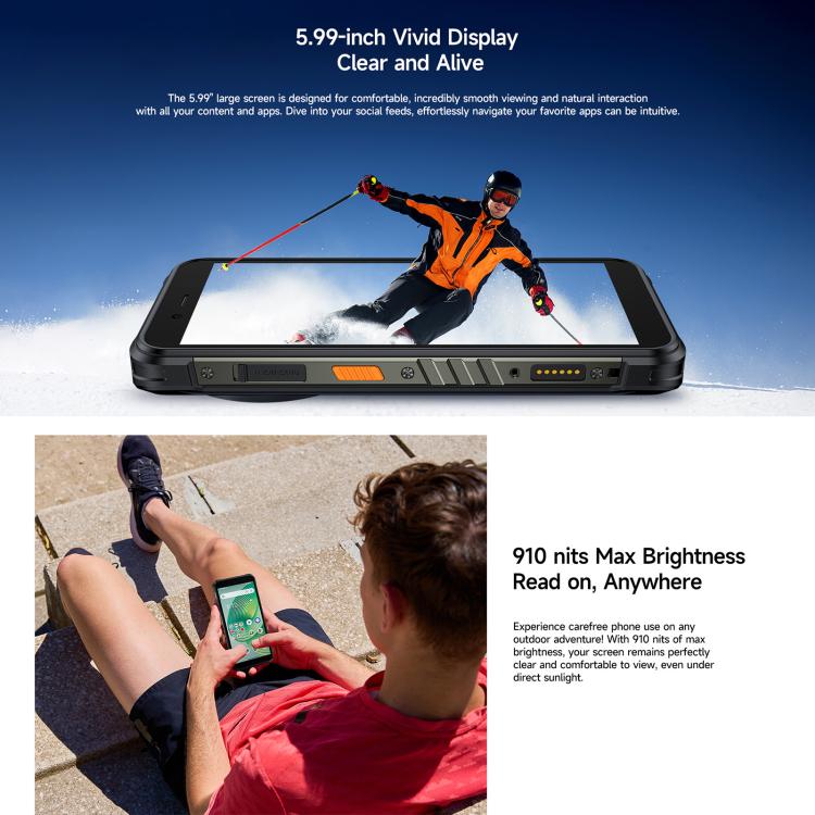 Ulefone RugKing ，IP68/IP69K三防機  8GB+256GB，5.99英寸安卓15 Unisoc T7255八核, 網絡：4G, NFC, OTG