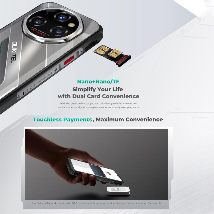 Oukitel WP62，8GB+256GB，IP68/IP69K三防機, 一億像素 6.6英寸安卓15聯發科天璣7025八核，NFC, OTG, 網絡：5G