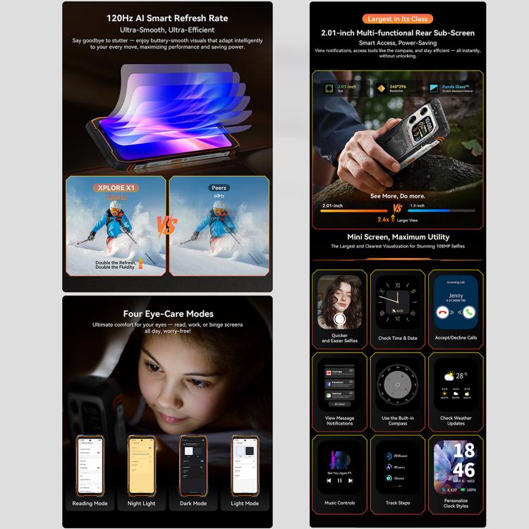 Blackview XPLORE X1，12GB+256GB，6.78英寸安卓15 MT8791V/HZA天璣7050八核, 網絡：5G, OTG, NFC  , XPLORE X1 12GB+256GB