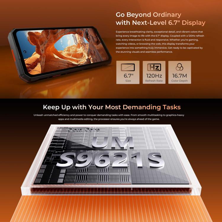 Oukitel WP58 Pro 三防機，側鍵指紋，8GB+256GB，6.7英寸安卓15 UMS9621S八核，NFC, OTG, 網絡：5G  , 8GB+256GB