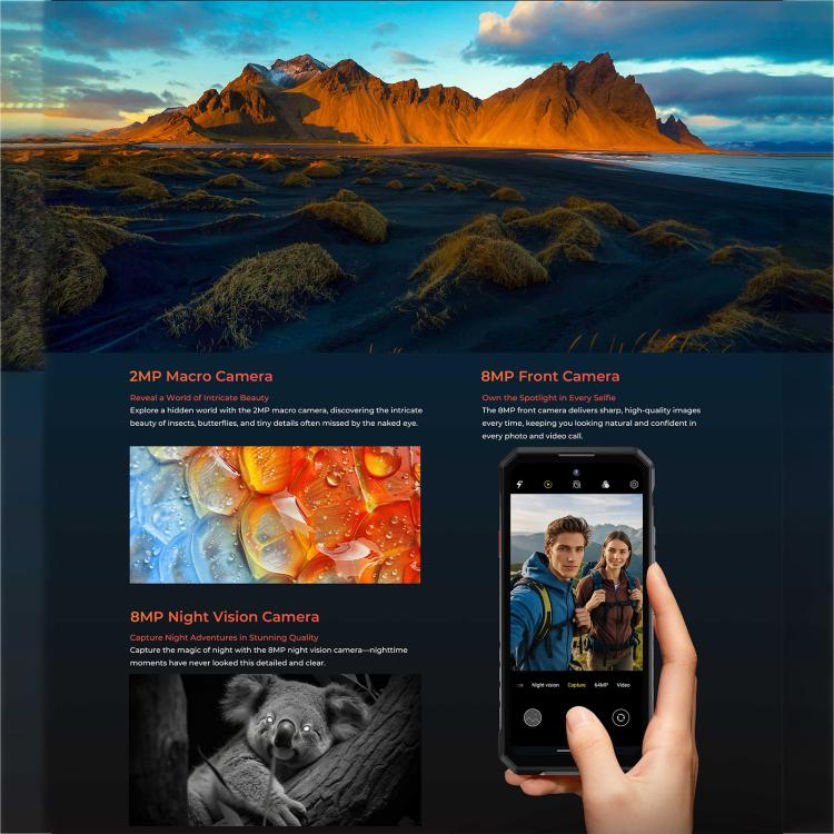 Oukitel WP58 Pro 三防機，側鍵指紋，8GB+256GB，6.7英寸安卓15 UMS9621S八核，NFC, OTG, 網絡：5G  , 8GB+256GB